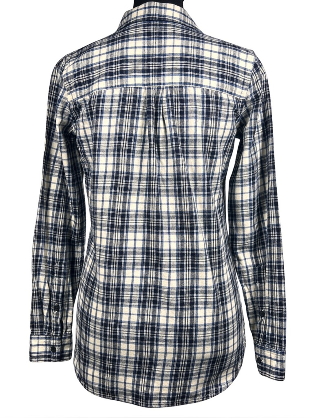 Madewell Blue and White Plaid Button Down Shirt, Size XS - Picture 2 of 9